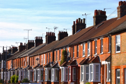 Row of terraced houses in a UK street
