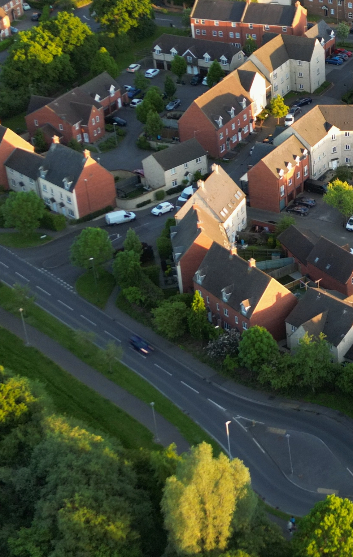 New build properties taken from a drone image at an isometric view - AVB Solutions Ltd - Property Maintenance Services UK.